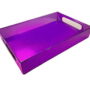 MY Acrylic Serving Tray with Handles Clear Acrylic Serving Tray  Neon color Customize Transparent Fruits Sugar Acrylic Tray