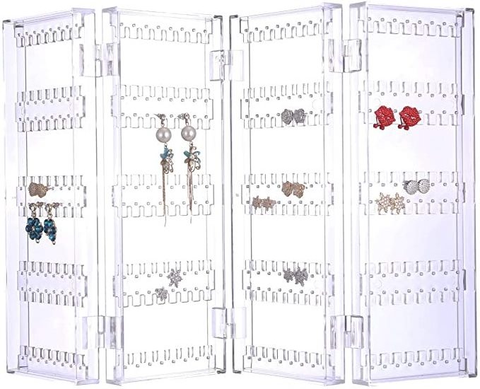 Hot Sale Clear Acrylic Earring Display Rack Foldable  Necklace Jewelry Display Holder For Shopping Mall