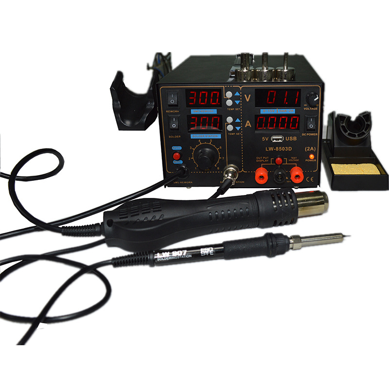 LCD display 800W USB Interface hot air gun desoldering stations 3 in 1 soldering station With power supply