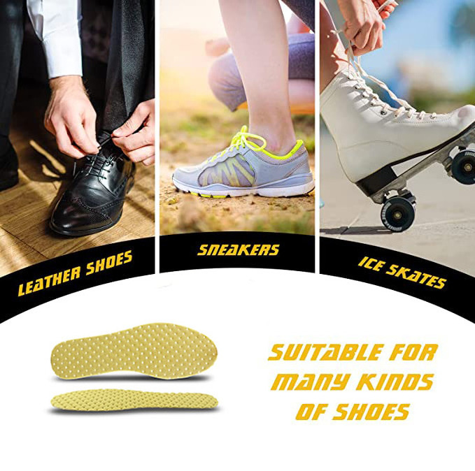 Healthy Thin Bamboo Shoe Insoles Deodorant Anti Bacterial Breathable Sweat Absorbing Flat pad Foot Inserts