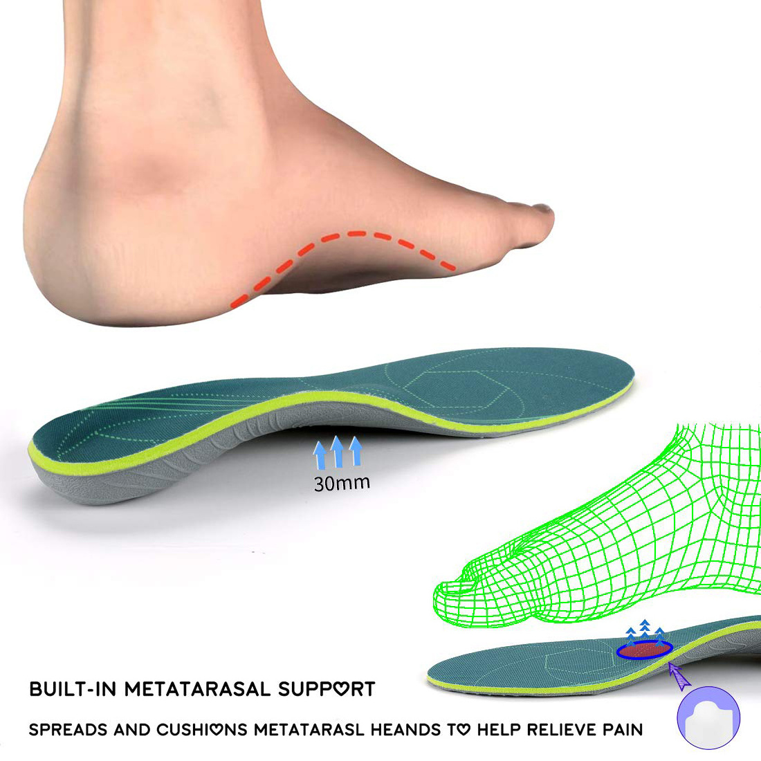 Amazing Shoe Inserts Orthopedic Help Foot Heel Pain Stability Eva Comfort Arch Fit Medical Insole Sheet