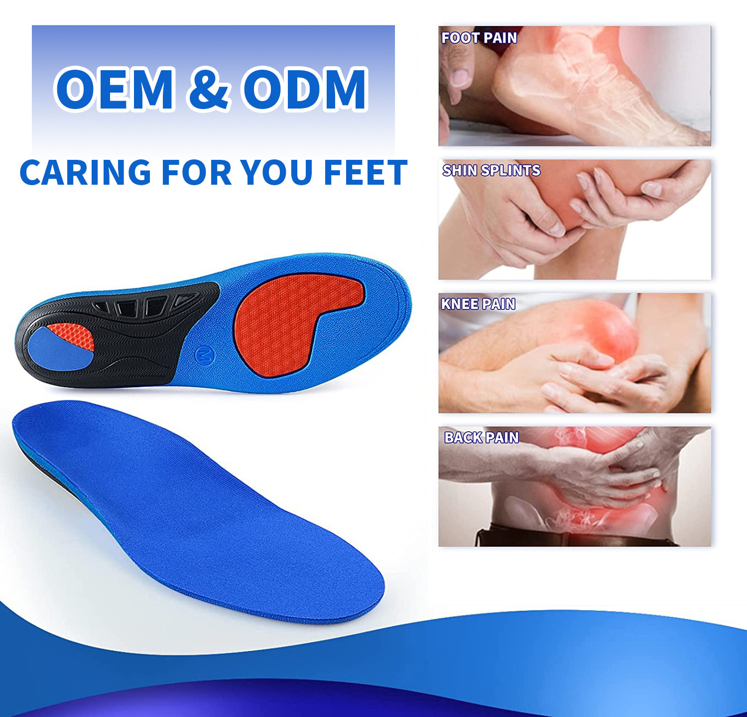 Medical Grade Running Athletic Gel Work Boot Advanced Insoles For Flat Feet Shoe Padding Pu Foam Cushioning Inner Soles