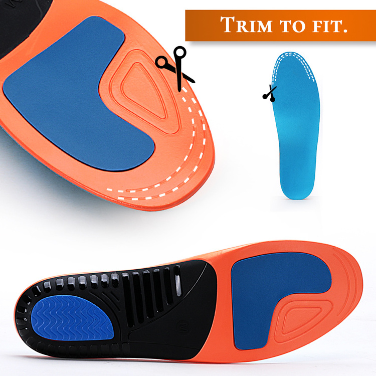 Flat Feet Arch Support Pu Gel Poron Material Insoles Orthotic Plantar Fasciitis Massage Insole Manufacturers