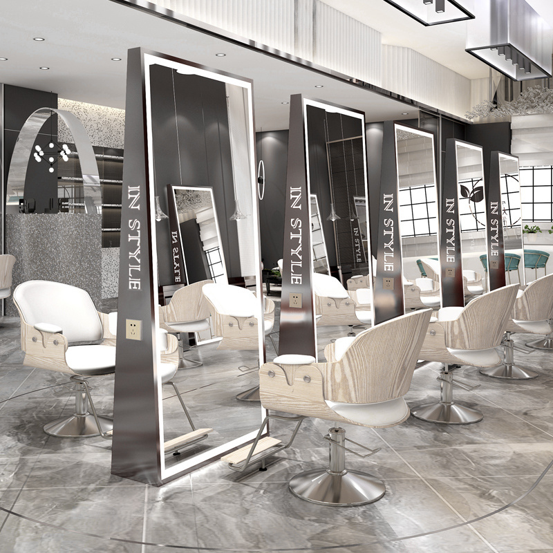 Salon Furniture Barber Shop Large LED Full Length Mirror  Led Hair Salon Mirror Gold