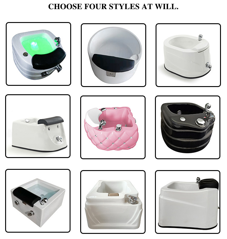 Popular Fancy Salon Furniture Pedicure spa Jetted Pedicure Sink Bowl Foot massage spa Bath