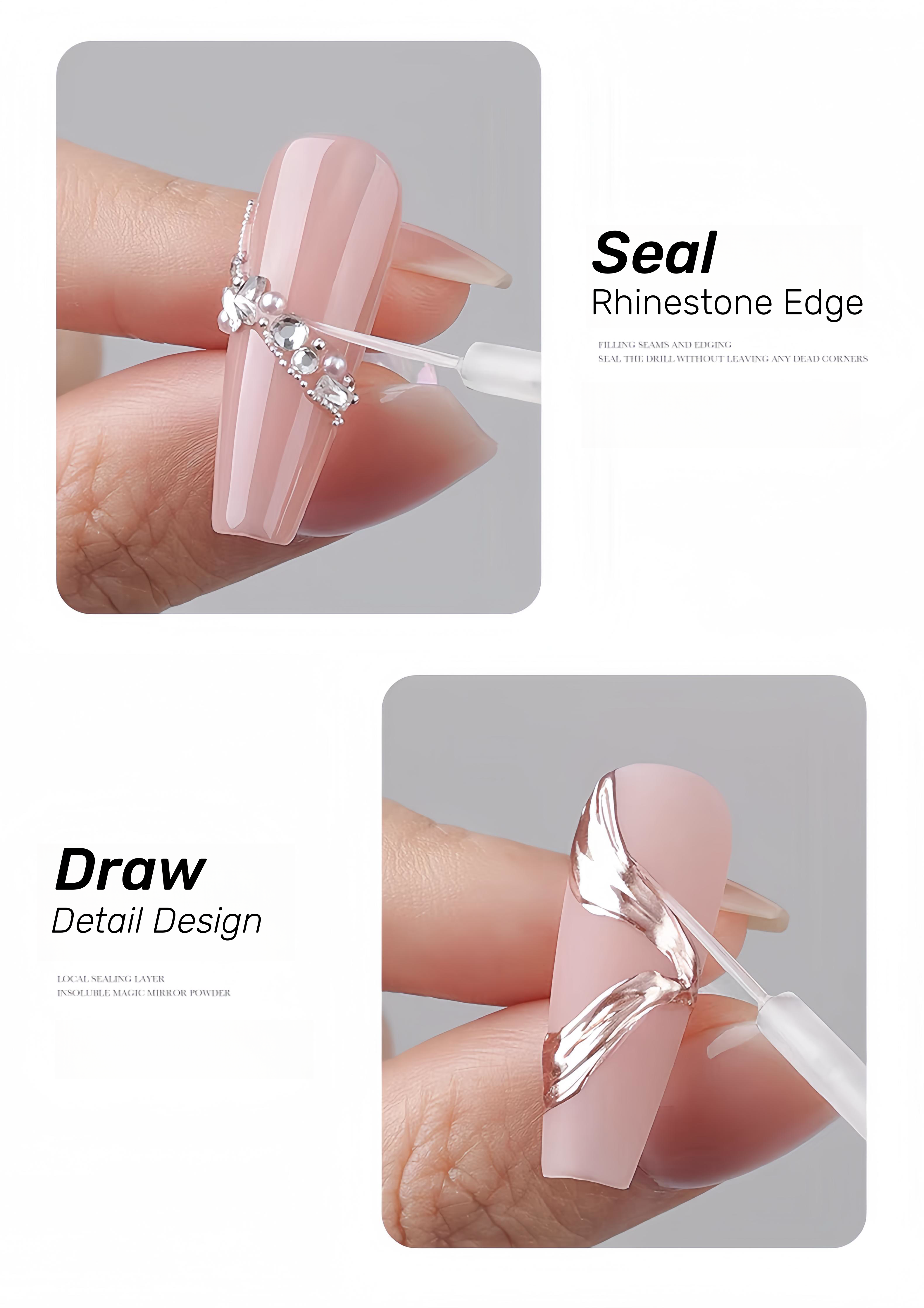 MyBeautyNails OEM private logo seashell adhesive gel no wipe gem glue gel with needle tip gem on rhinestone gel glue for nails