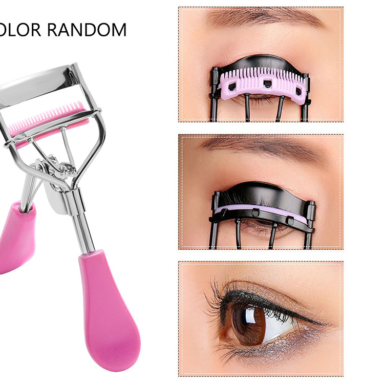 Random Color!!!1PC New Colorful Cosmetic Eyelash Curler With Comb Tweezers Curling Eyelash Clip Cosmetic Eye Beauty Tool