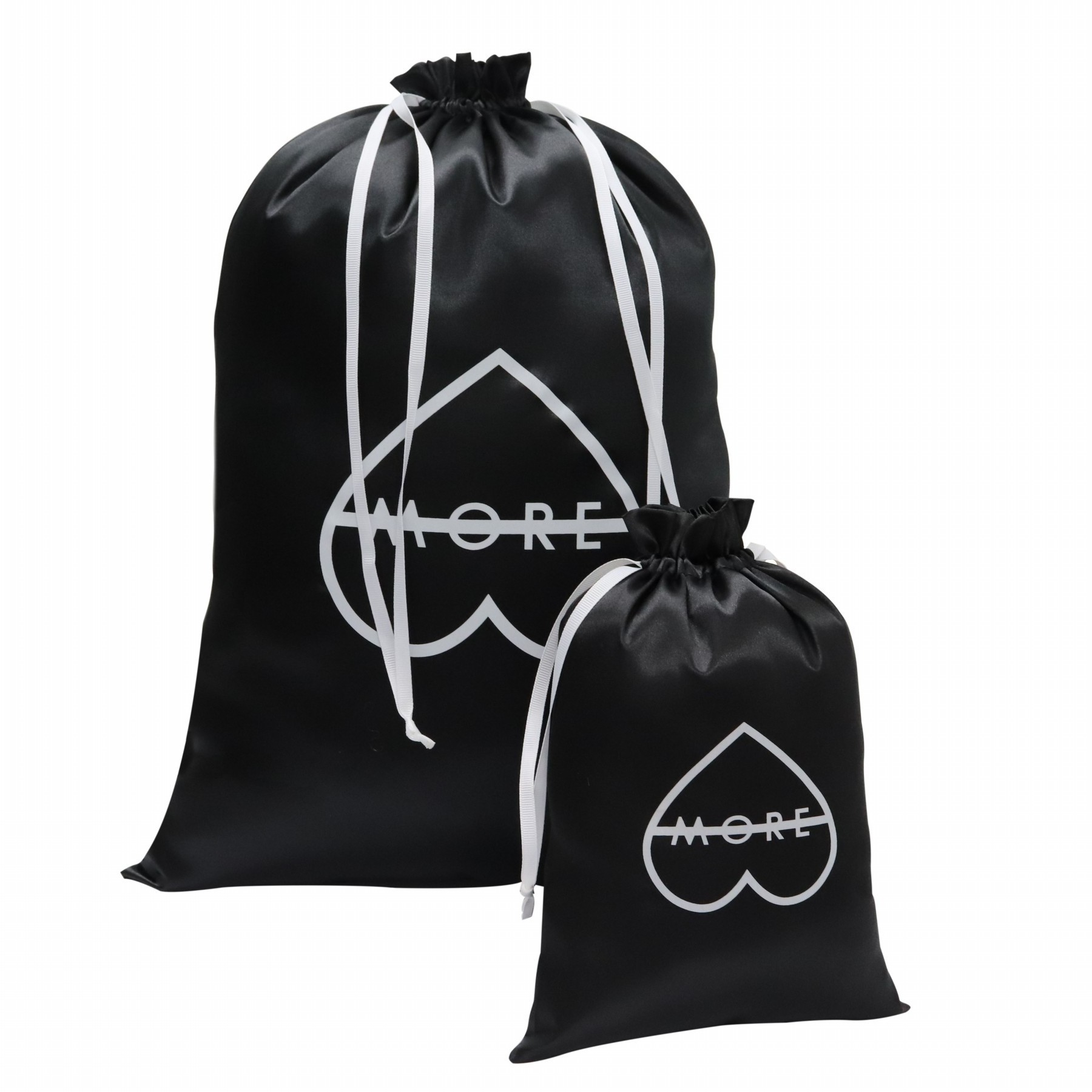 Custom Luxury Black Satin Drawstring Bag Logo Printing Hair Extension Wig Clothes Handbag Shoe Packaging Dust Pouch Shopping Bag