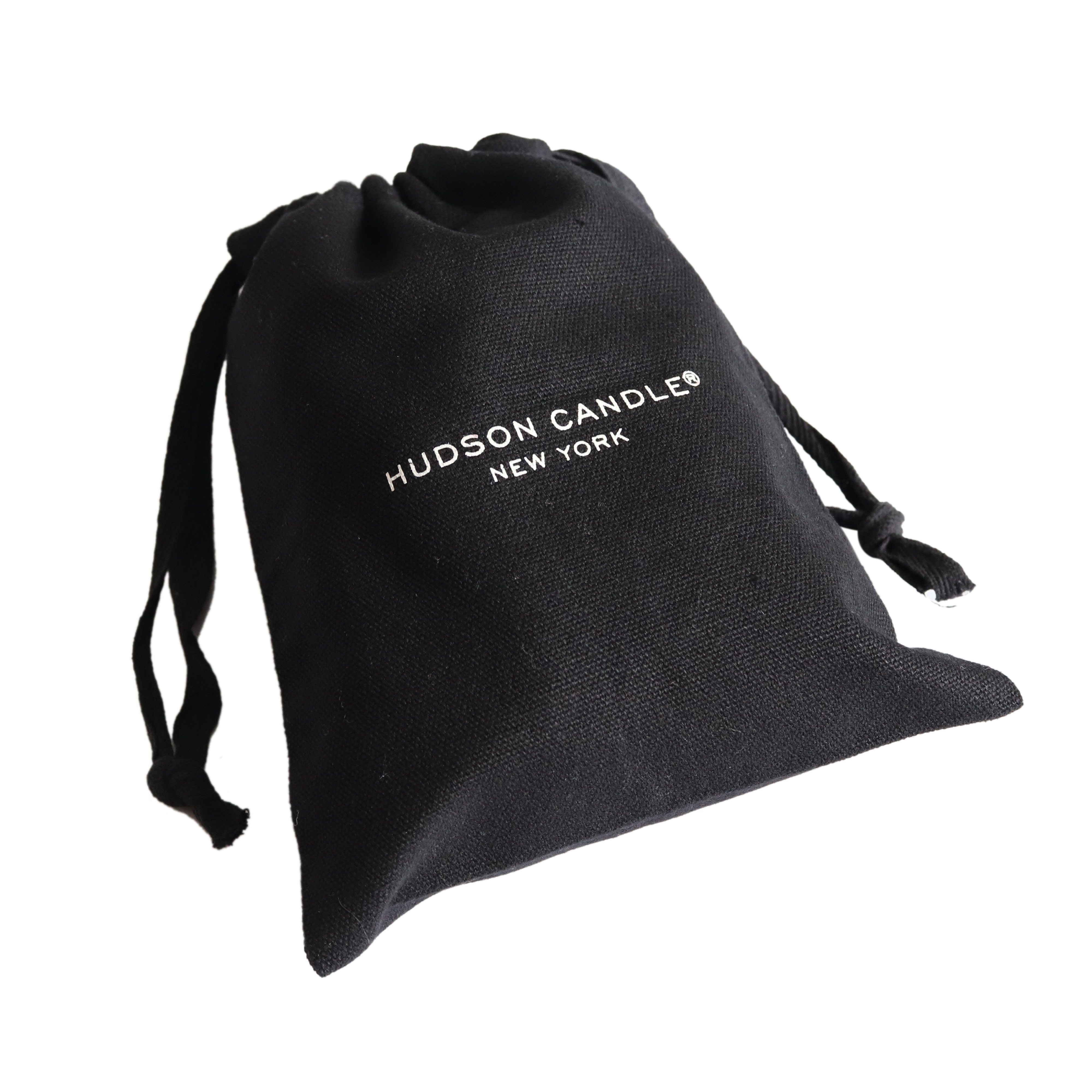 High quality medium black cotton canvas dust bag with white printing logo for cap shoe hats packaging storage drawstring pouch