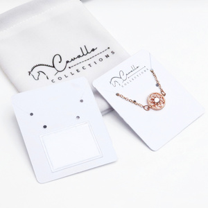 OEM Necklace Earring Packaging Card Custom Jewelry Card with Logo Thick Art Paper Display Cards with Pouch behind