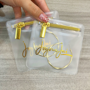 High Quality Bulk Decorative Custom Gold Logo Frosted Small Jewelry Pouch Plastic Zipper Bag