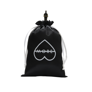 Custom Luxury Black Satin Drawstring Bag Logo Printing Hair Extension Wig Clothes Handbag Shoe Packaging Dust Pouch Shopping Bag