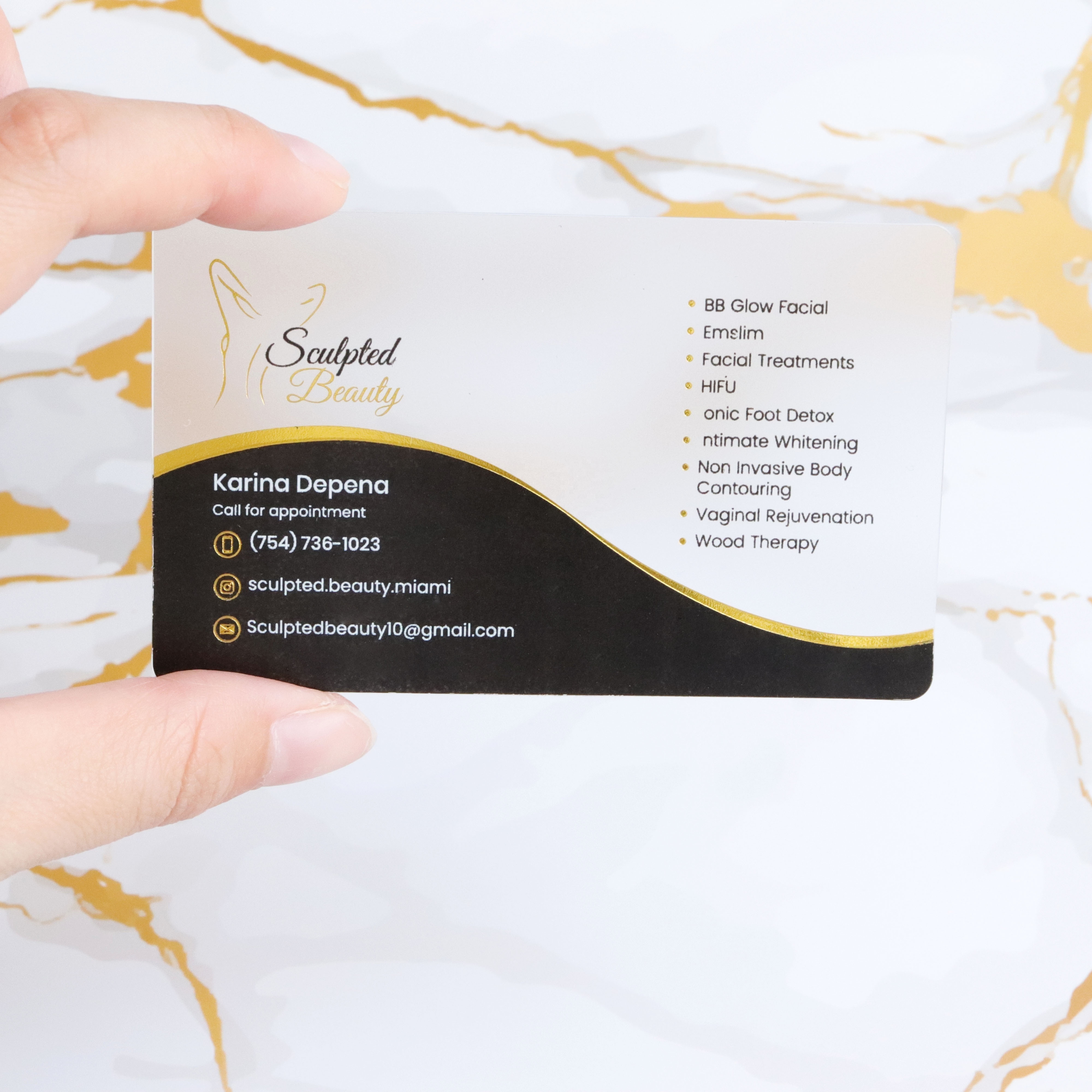 Custom frosted pvc business card printing plastic transparent card with logo ins style gold foil name card