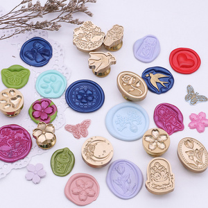 3D Relief Wax Seal Round Oval Shaped Seal Head Cherry Blossom Love Tulip Pattern Envelope DIY Embossed