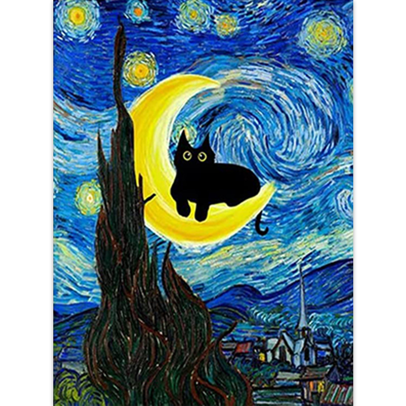 Wholesale Black Cat  Adult Kids 5d Diamond Painting Set Round Diamond Digital Painting Kit DIY Beginner