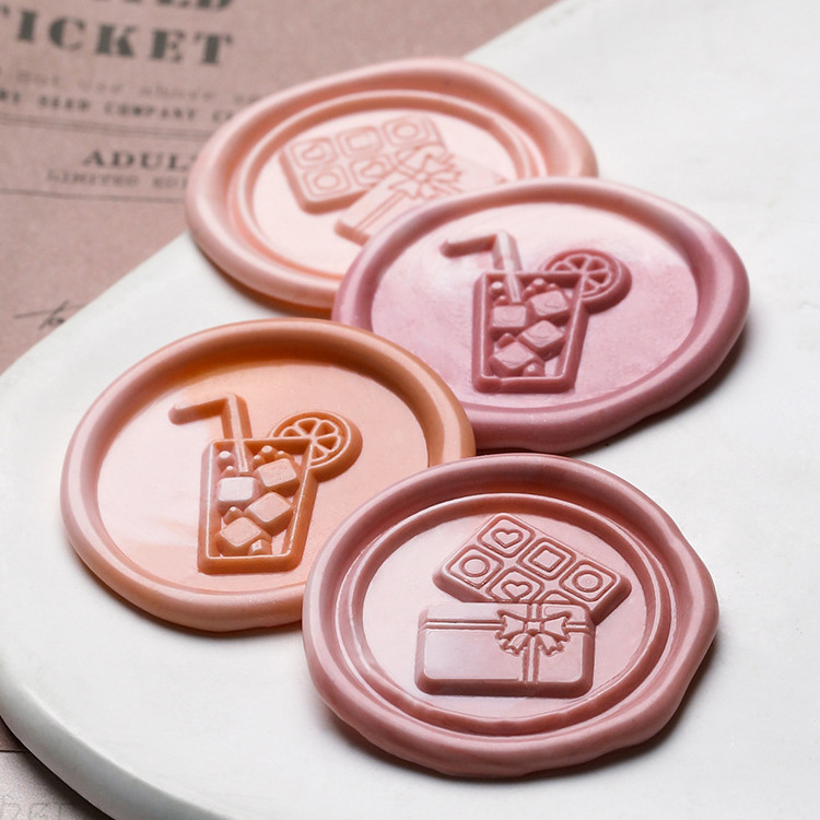 Wholesale Ready to Ship Brass Wax Seal Stamp Head without Handles Candy Coffee Drink Patterns for Gift Envelope Seal