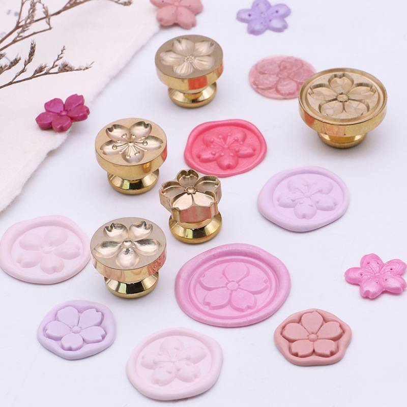 3D Relief Wax Seal Round Oval Shaped Seal Head Cherry Blossom Love Tulip Pattern Envelope DIY Embossed