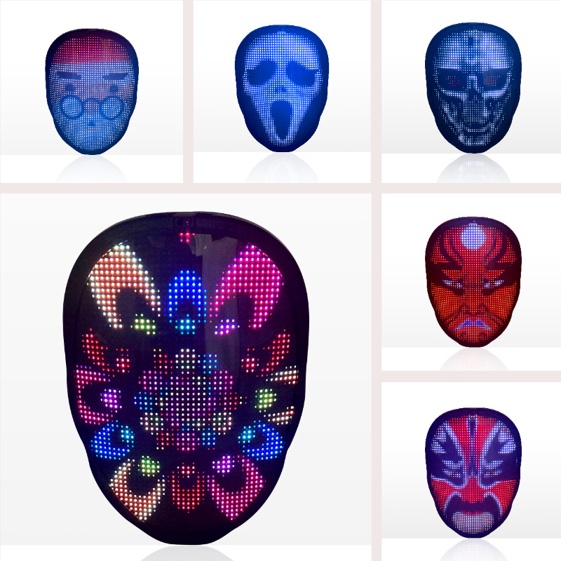 Led Bluetooth Mask Programmable Halloween Voice Activated Led Party Mask Face Rhinestone Halloween Halloween Purge Mask