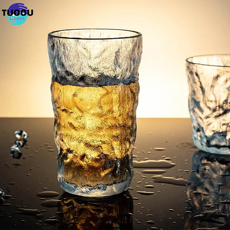 wholesale Glass cup Glacier Pattern Glass Water Glasses For Bar Dollar Store Tea Cups container