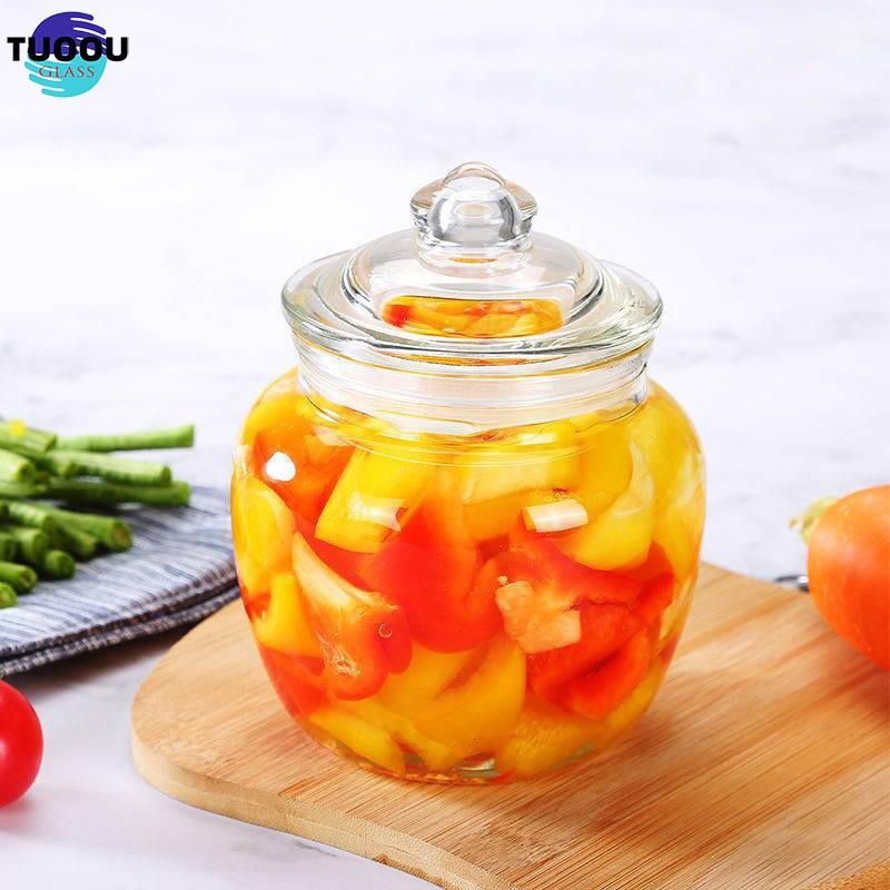 In Stock Wholesale Hot selling large capacity kimchi jar transparent heat-resistant storage tank with glass sealing cover