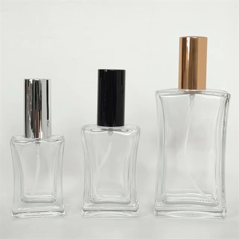 High grade perfume empty portable press sample spray transparent glass square fragrance bottle