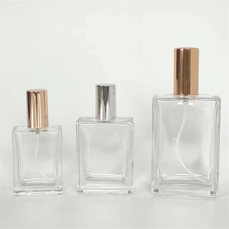 High grade perfume empty portable press sample spray transparent glass square fragrance bottle