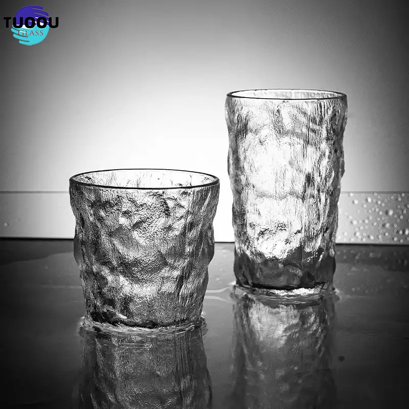 wholesale Glass cup Glacier Pattern Glass Water Glasses For Bar Dollar Store Tea Cups container