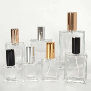 High grade perfume empty portable press sample spray transparent glass square fragrance bottle