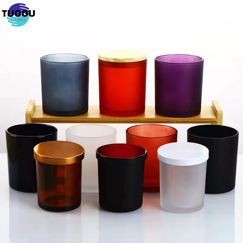 In Stock Wholesale New Glass Jar Empty Cup Frosted Matte Holder With Wooden Lid Votive Container Bedroom Decoration Candle Jars