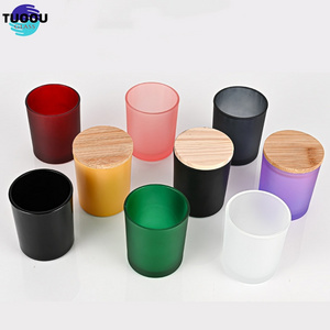 In Stock Wholesale New Glass Jar Empty Cup Frosted Matte Holder With Wooden Lid Votive Container Bedroom Decoration Candle Jars