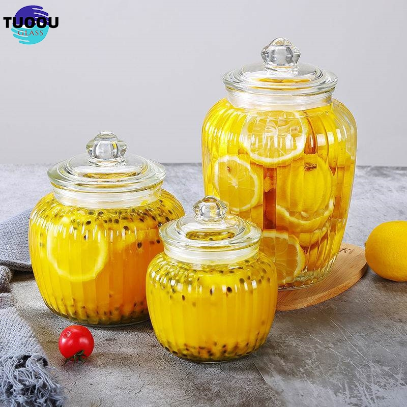 In Stock Wholesale Hot selling large capacity kimchi jar transparent heat-resistant storage tank with glass sealing cover