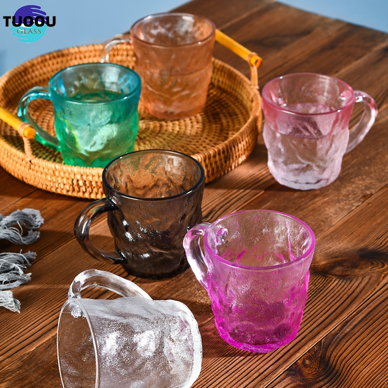 wholesale Glass cup Glacier Pattern Glass Water Glasses For Bar Dollar Store Tea Cups container