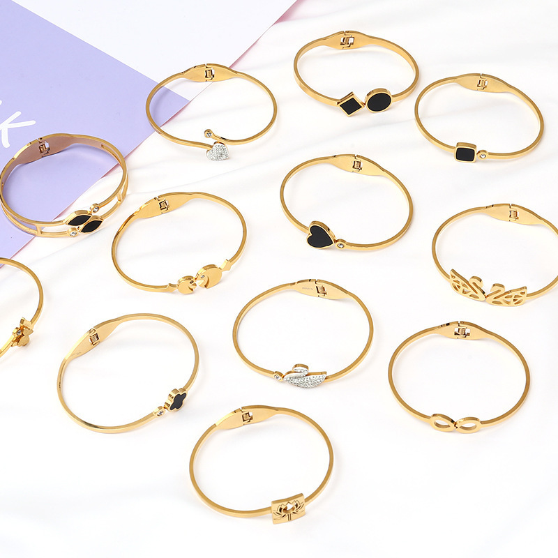 Fashion Design Jewelry Stainless Steel 316 Italian Bracelets 18K Gold Bangles Accessories Woman Natural Stone Jewelry