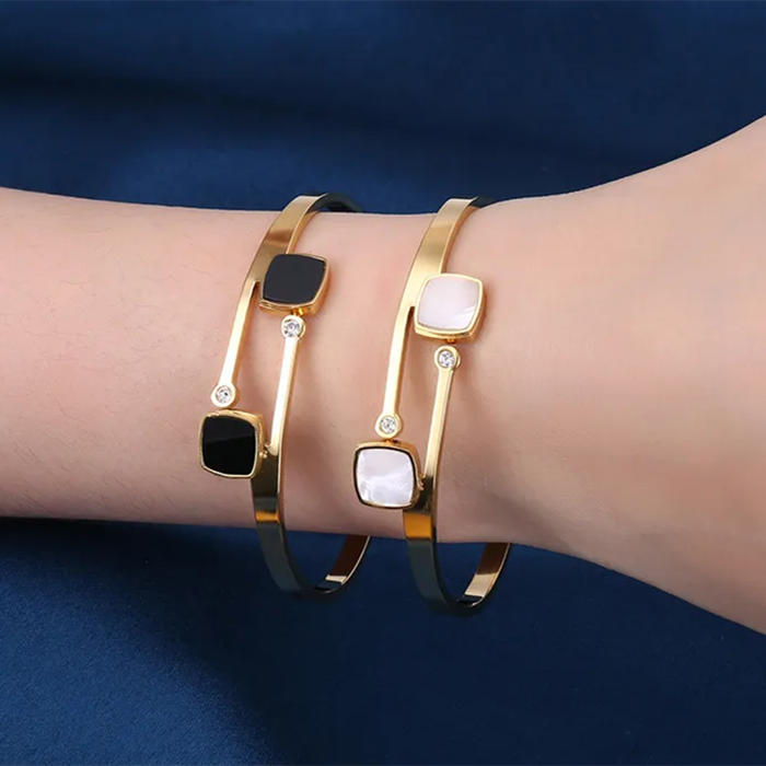 Fashion Design Jewelry Stainless Steel 316 Italian Bracelets 18K Gold Bangles Accessories Woman Natural Stone Jewelry