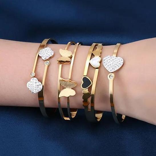 Fashion Design Jewelry Stainless Steel 316 Italian Bracelets 18K Gold Bangles Accessories Woman Natural Stone Jewelry