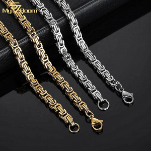 Hip Hop Iced Out 4mm Stainless Steel Byzantine Men's chain Jewelry Personalized Chains Necklaces for Men