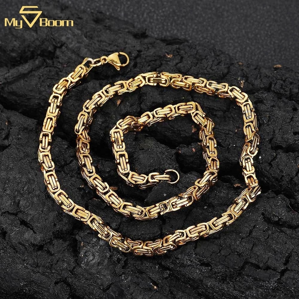 Hip Hop Iced Out 4mm Stainless Steel Byzantine Men's chain Jewelry Personalized Chains Necklaces for Men