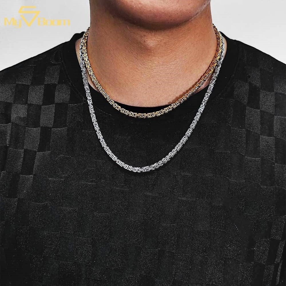 Hip Hop Iced Out 4mm Stainless Steel Byzantine Men's chain Jewelry Personalized Chains Necklaces for Men