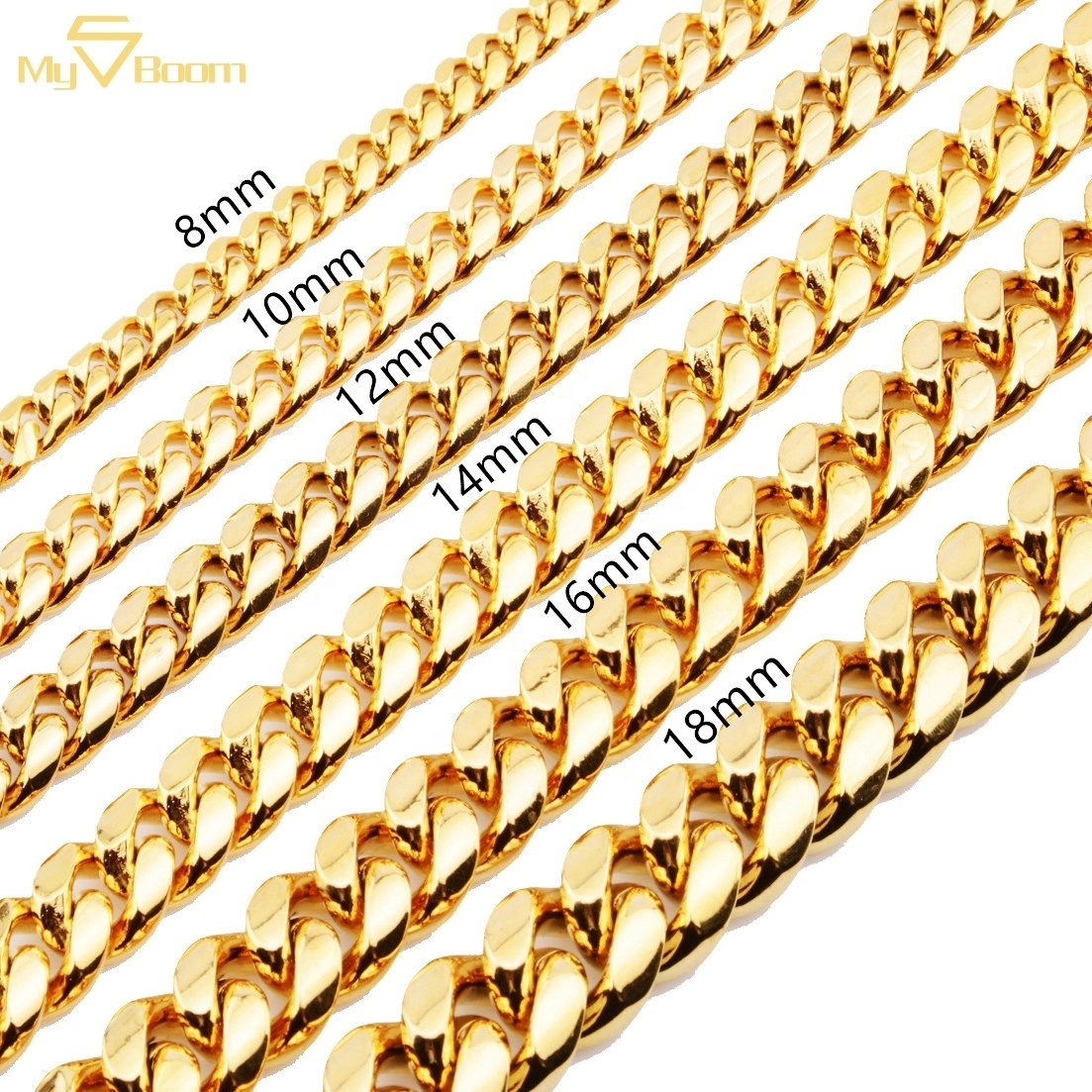 100% Tarnish Free and Waterproof Cuban Link 18k Gold Plated PVD Miami Stainless Steel Chains Miami Cuban Necklace