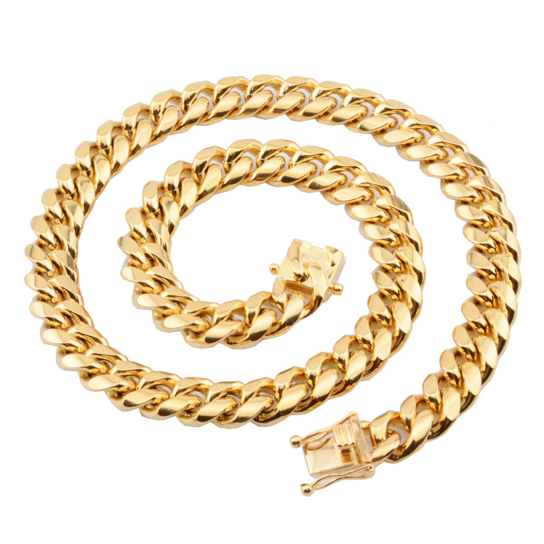 100% Tarnish Free and Waterproof Cuban Link 18k Gold Plated PVD Miami Stainless Steel Chains Miami Cuban Necklace