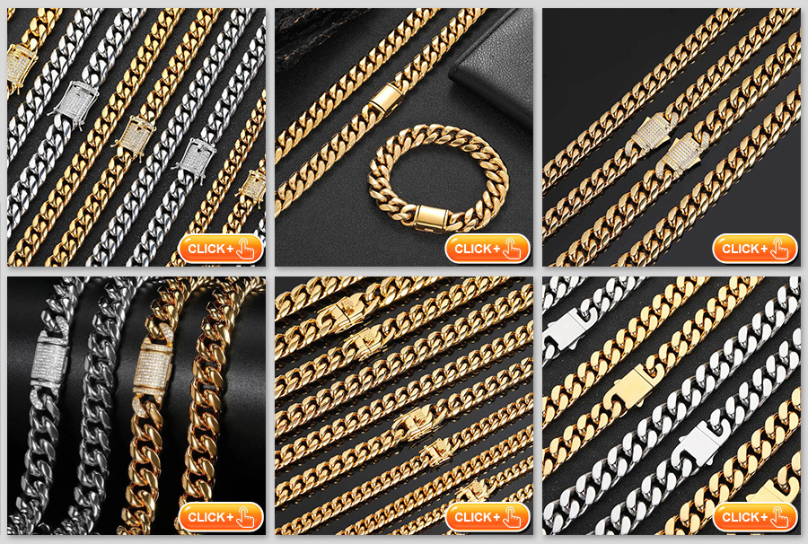 100% Tarnish Free and Waterproof Cuban Link 18k Gold Plated PVD Miami Stainless Steel Chains Miami Cuban Necklace