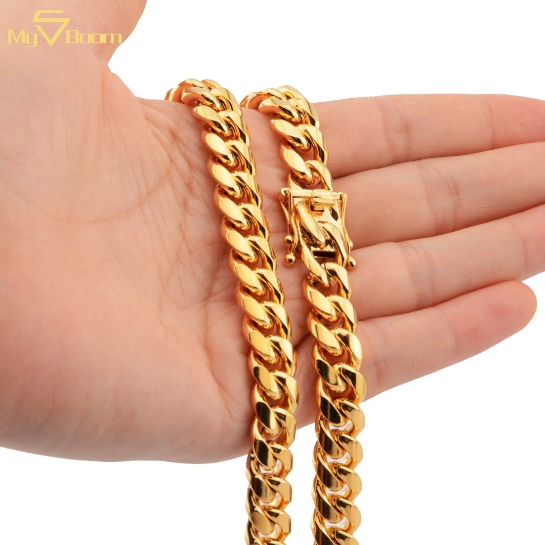 100% Tarnish Free and Waterproof Cuban Link 18k Gold Plated PVD Miami Stainless Steel Chains Miami Cuban Necklace