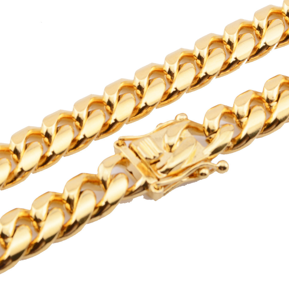 100% Tarnish Free and Waterproof Cuban Link 18k Gold Plated PVD Miami Stainless Steel Chains Miami Cuban Necklace