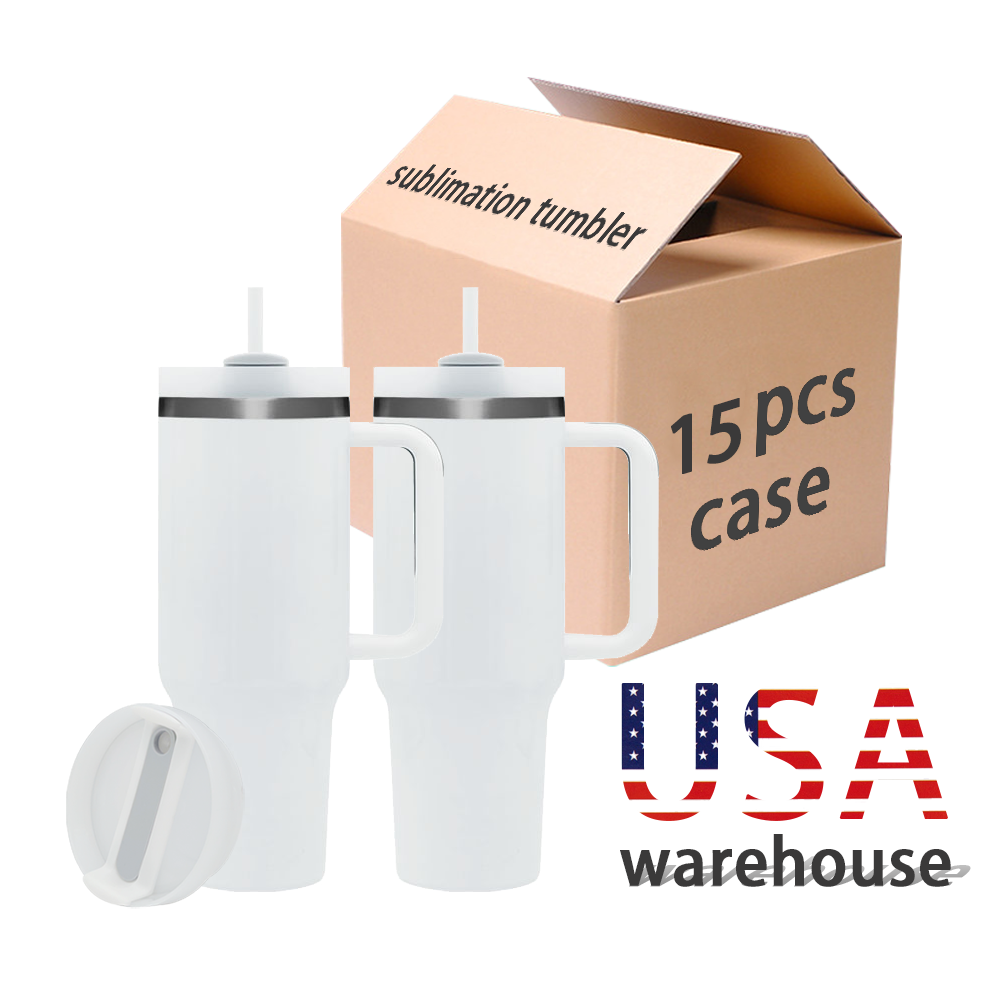 USA Warehouse Stainless Steel 40 oz 40oz Blank Sublimation Tumbler with Handle Sublimation for Sublimation Printing