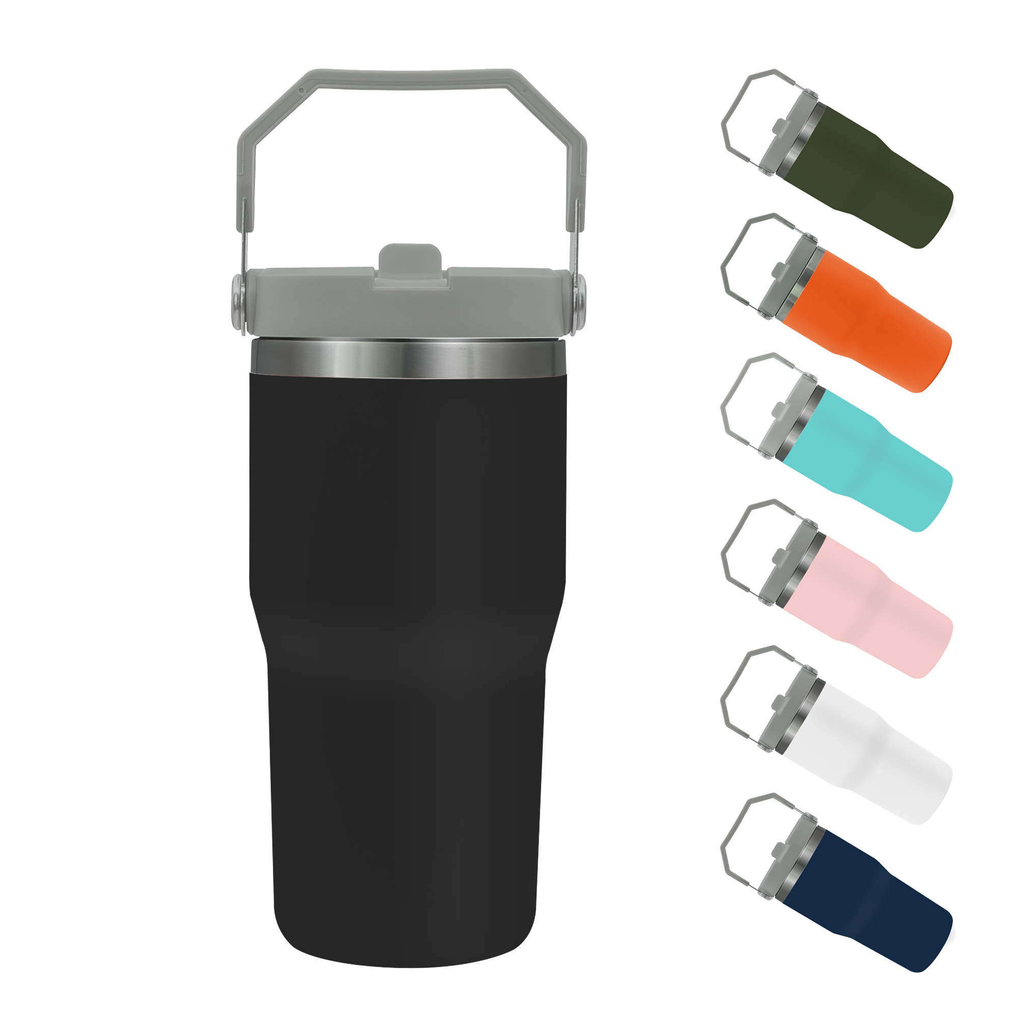 Custom iceflow 20 oz 20oz reusable cup termos 30 oz 30oz stainless steel tumbler with handle and flip straw lid