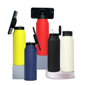 New 750ml Double Wall Insulated Thermos Flask Magsafe Stainless Steel Water Bottle with Magnetic Phone Holder & Straw