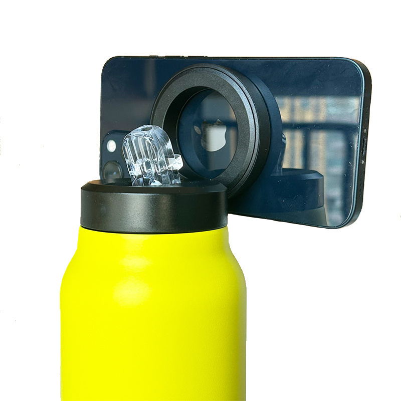 New 750ml Double Wall Insulated Thermos Flask Magsafe Stainless Steel Water Bottle with Magnetic Phone Holder & Straw