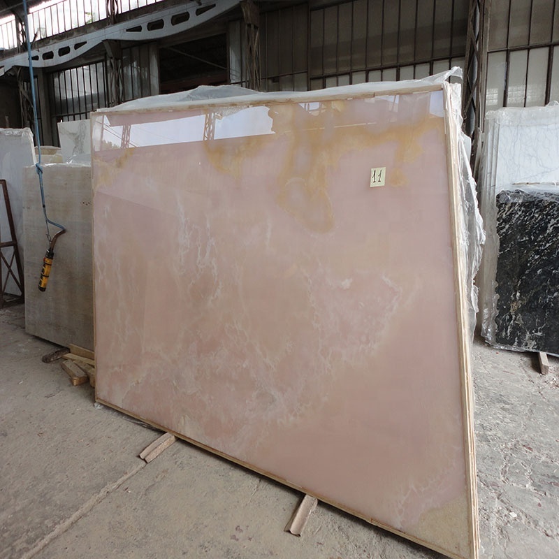 Polished Pink Onyx Marble Slab And Floor Tile