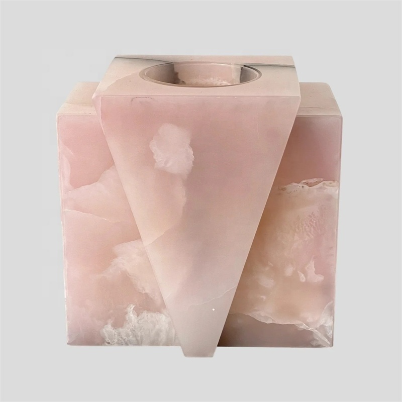 Natural stone Pink onyx table vase onyx flower vase