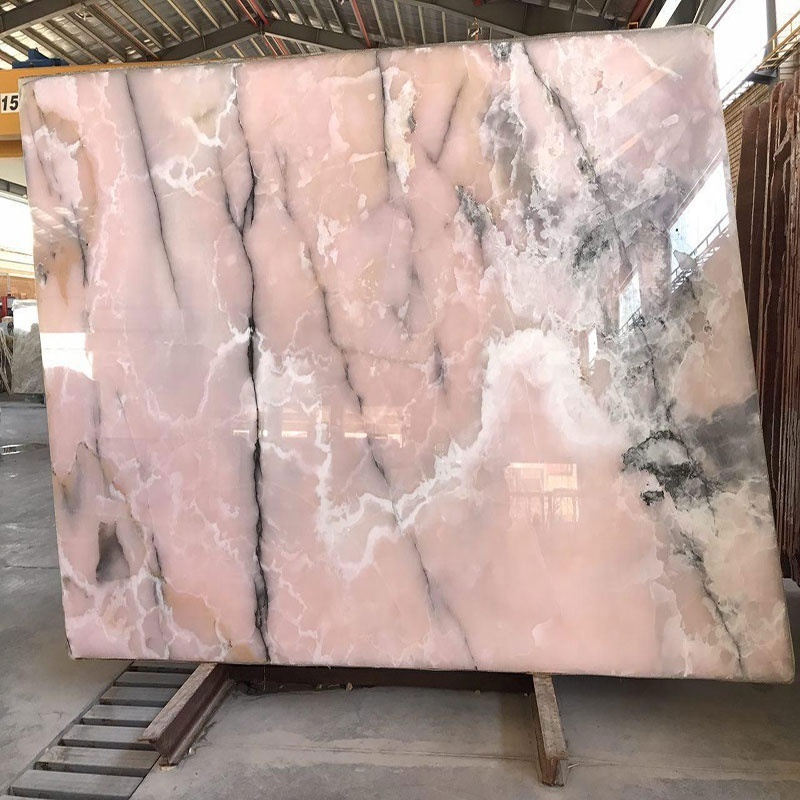 Polished Pink Onyx Marble Slab And Floor Tile